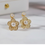 Gold-Toned Flower and Pearl Drop Earrings