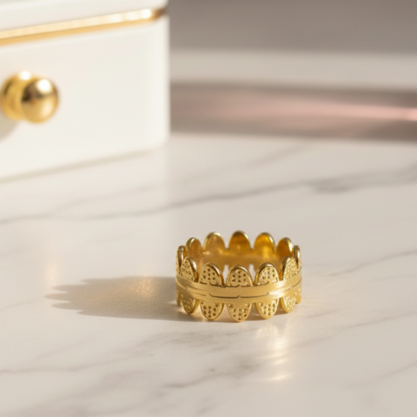 Golden Scallop Cuff Ring