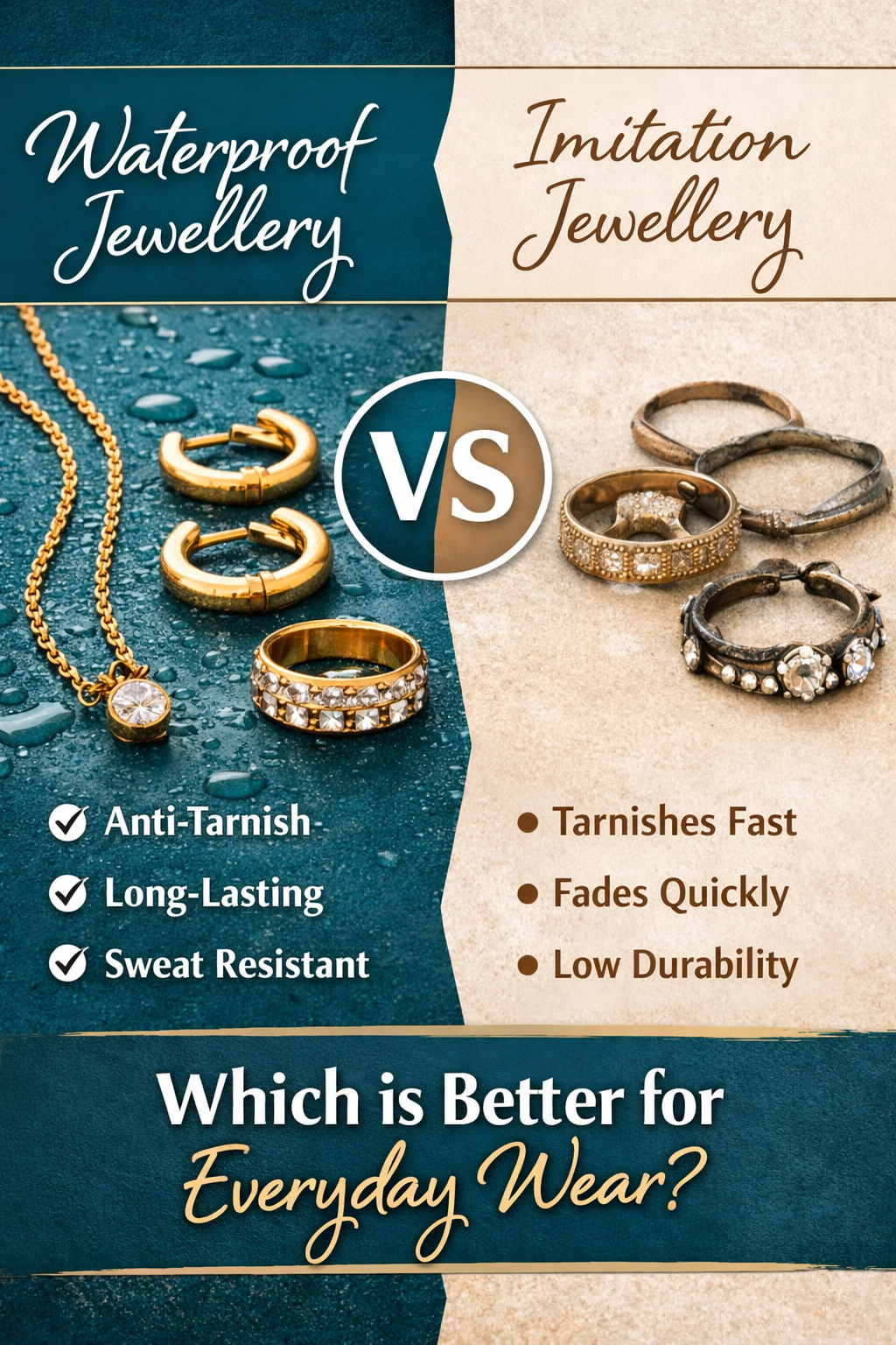 Waterproof Jewellery vs Imitation Jewellery: Which One Is Better for Everyday Wear?