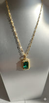 The Royal Emerald Halo Necklace