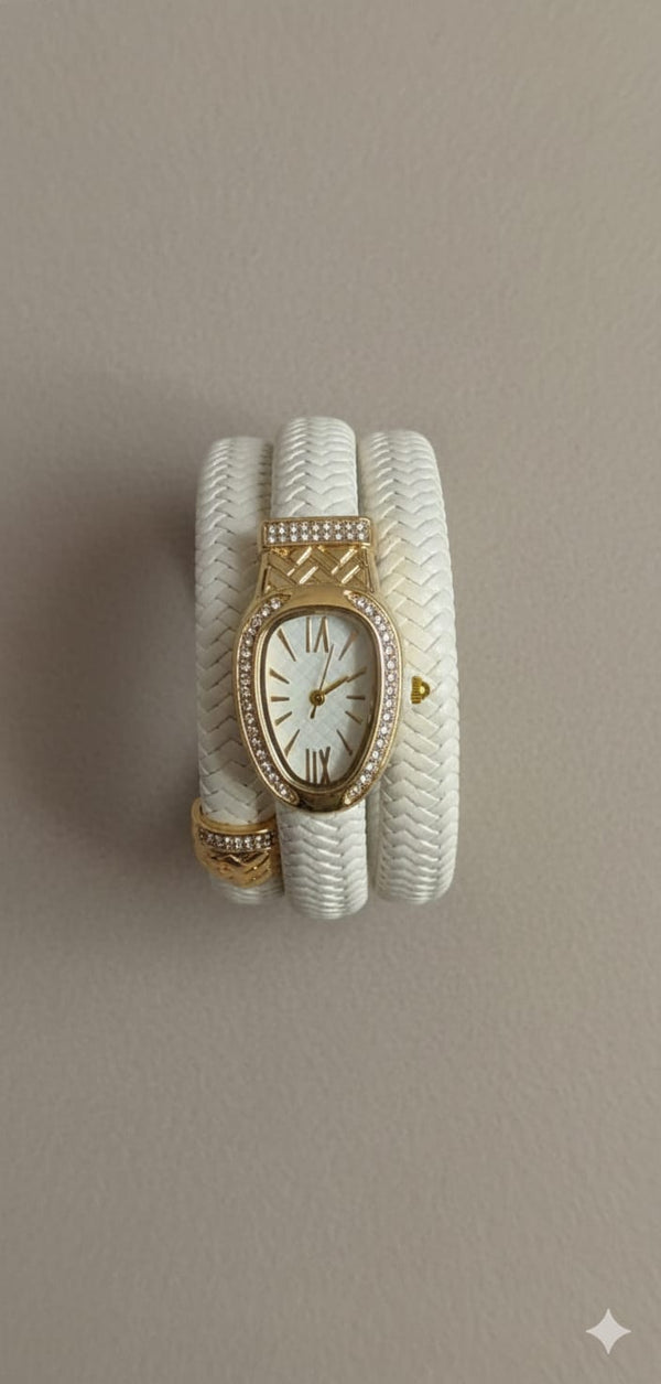 Serpentina Gold-Tone Braided Triple-Wrap Bracelet Watch