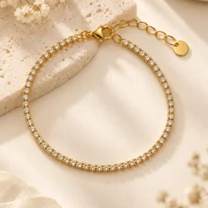 Elara classic gold tennis bracelet for women with adjustable extender
