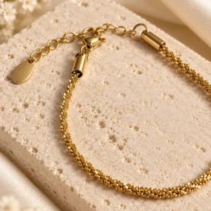 Liora gold woven multi-chain bracelet for women with adjustable clasp