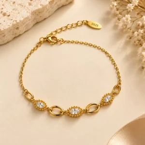 Serelle oval stone gold bracelet presented in Soul Touch Jewellery packaging