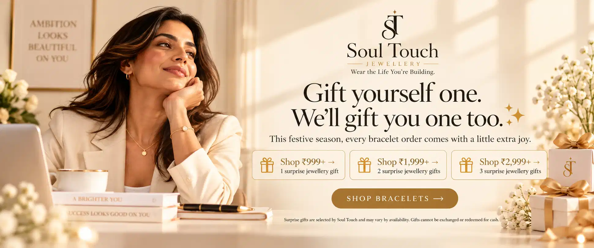 Soul Touch Jewellery festive gift offer on gold bracelets for women