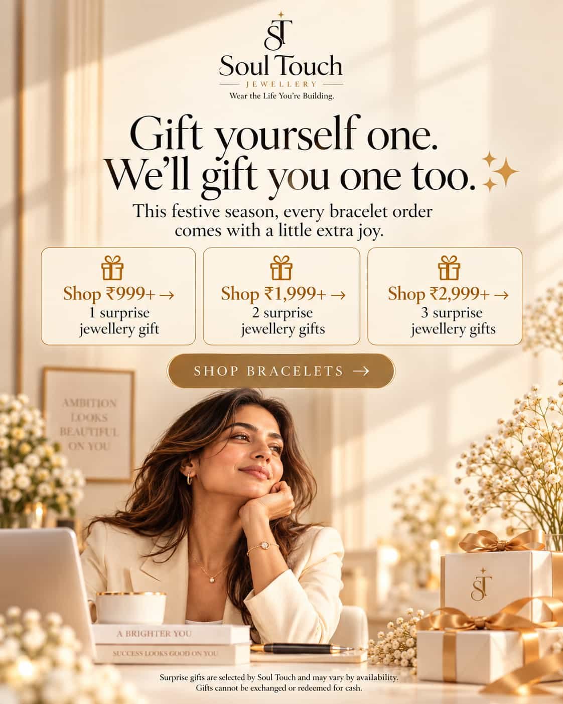 Soul Touch Jewellery festive gift offer on gold bracelets for women