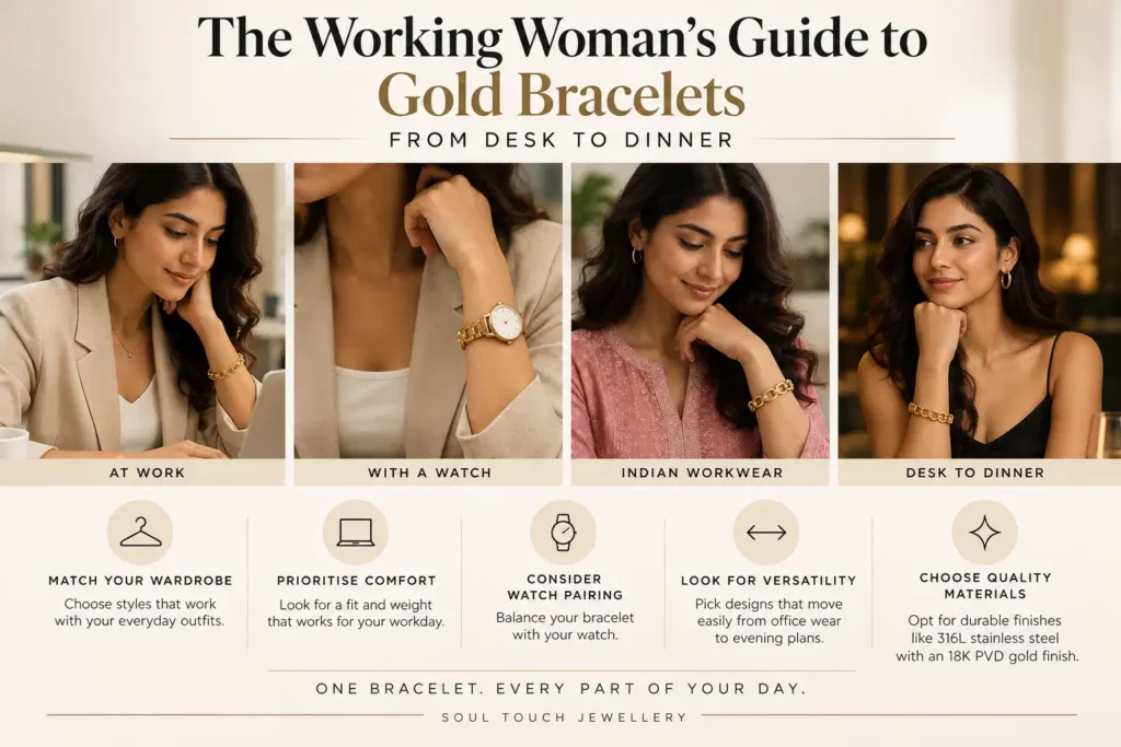 Gold bracelets for working women from office to dinner
