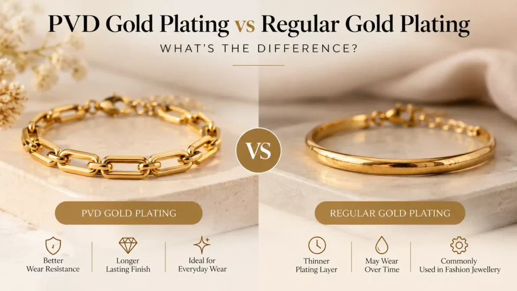 Comparison of PVD gold plating and regular gold plating